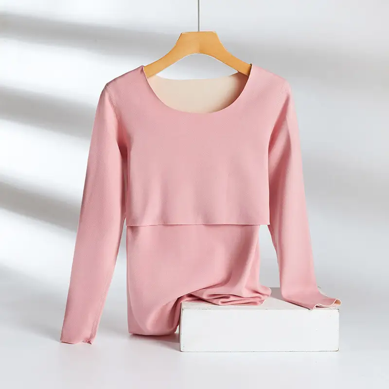 Pink Long Sleeve Maternity Top for Women - Image 10