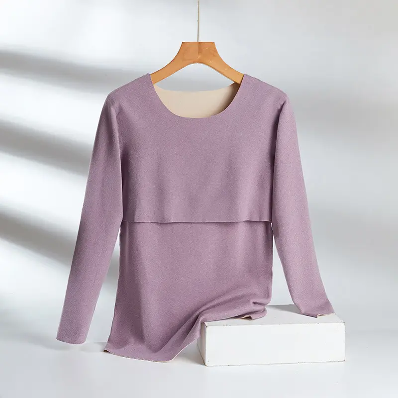 Pink Long Sleeve Maternity Top for Women - Image 11