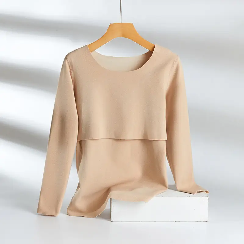 Pink Long Sleeve Maternity Top for Women - Image 12