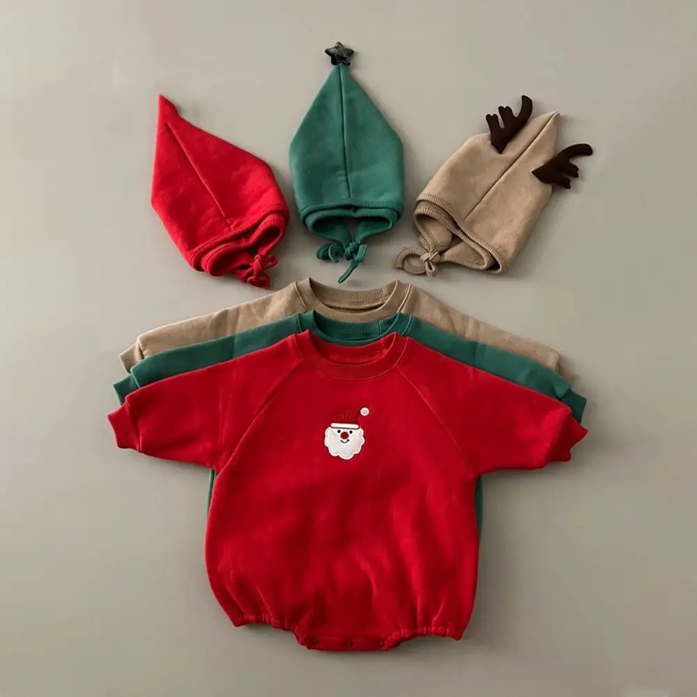 Baby Christmas Hoodie Sweatshirt Green Velvet Plus - Image 9