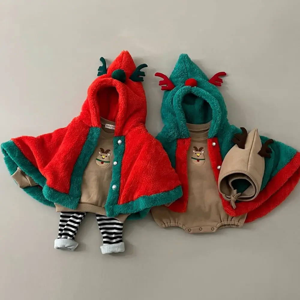Baby Christmas Hoodie Sweatshirt Green Velvet Plus - Image 12
