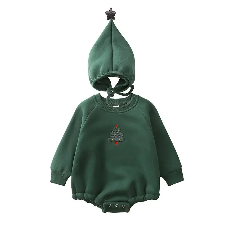 Baby Christmas Hoodie Sweatshirt Green Velvet Plus - Image 2