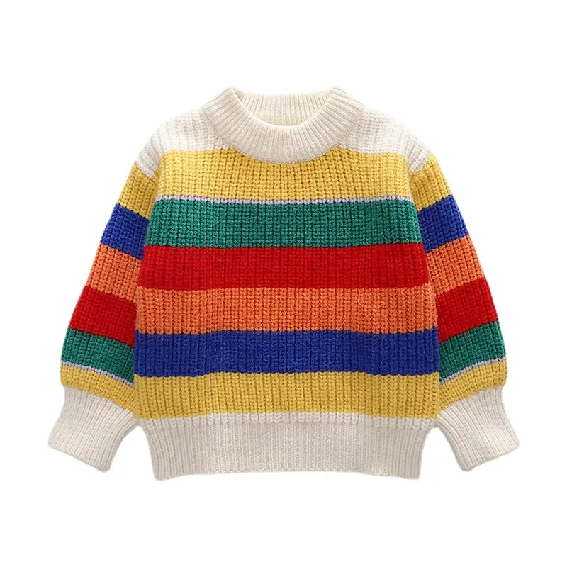 Girls Rainbow Striped Pullover Sweater Medium Small
