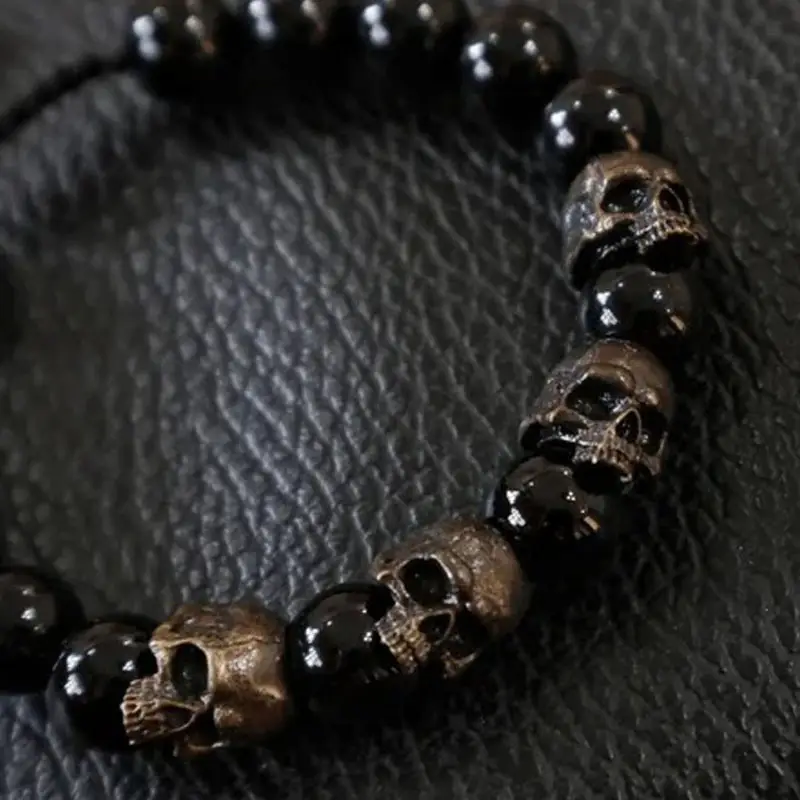 2024 Skull Beaded Bracelet Black Onyx Anti-Anxiety Healing - Image 5