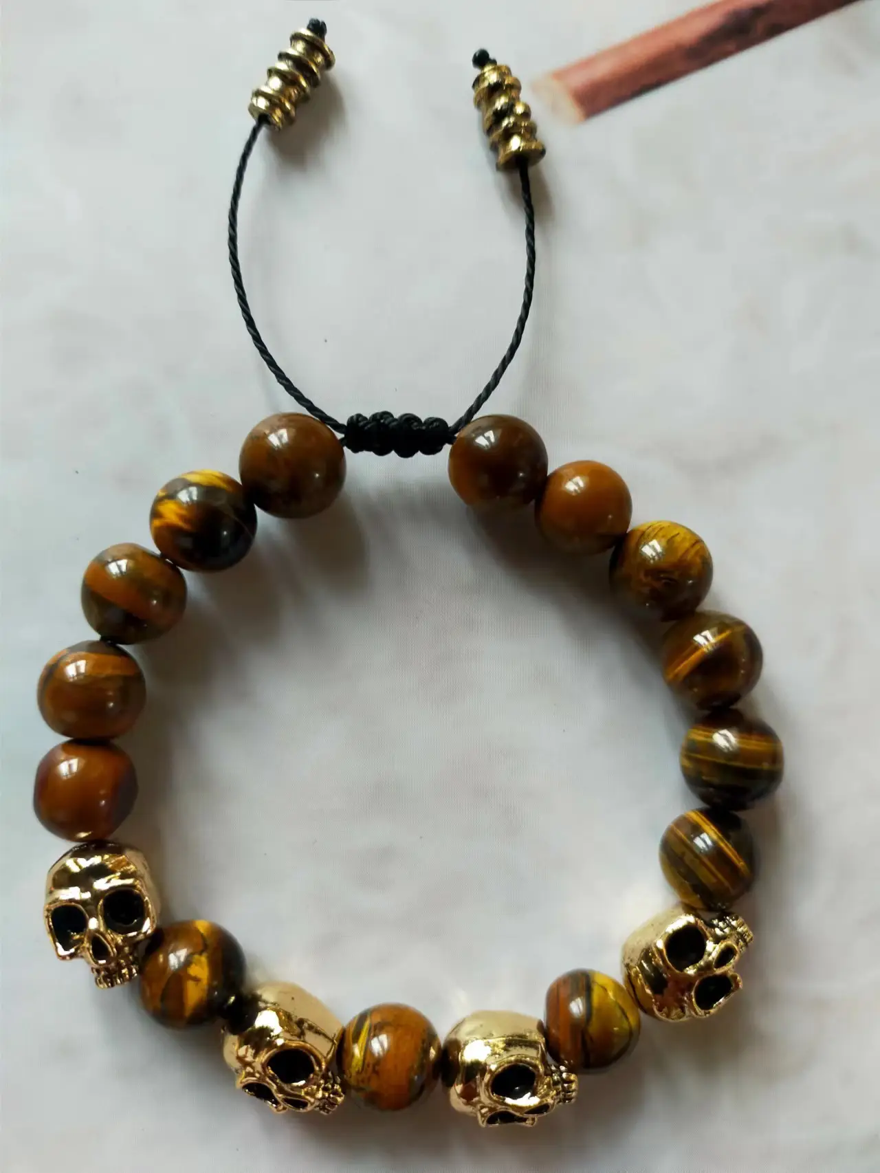 2024 Skull Beaded Bracelet Black Onyx Anti-Anxiety Healing - Image 2