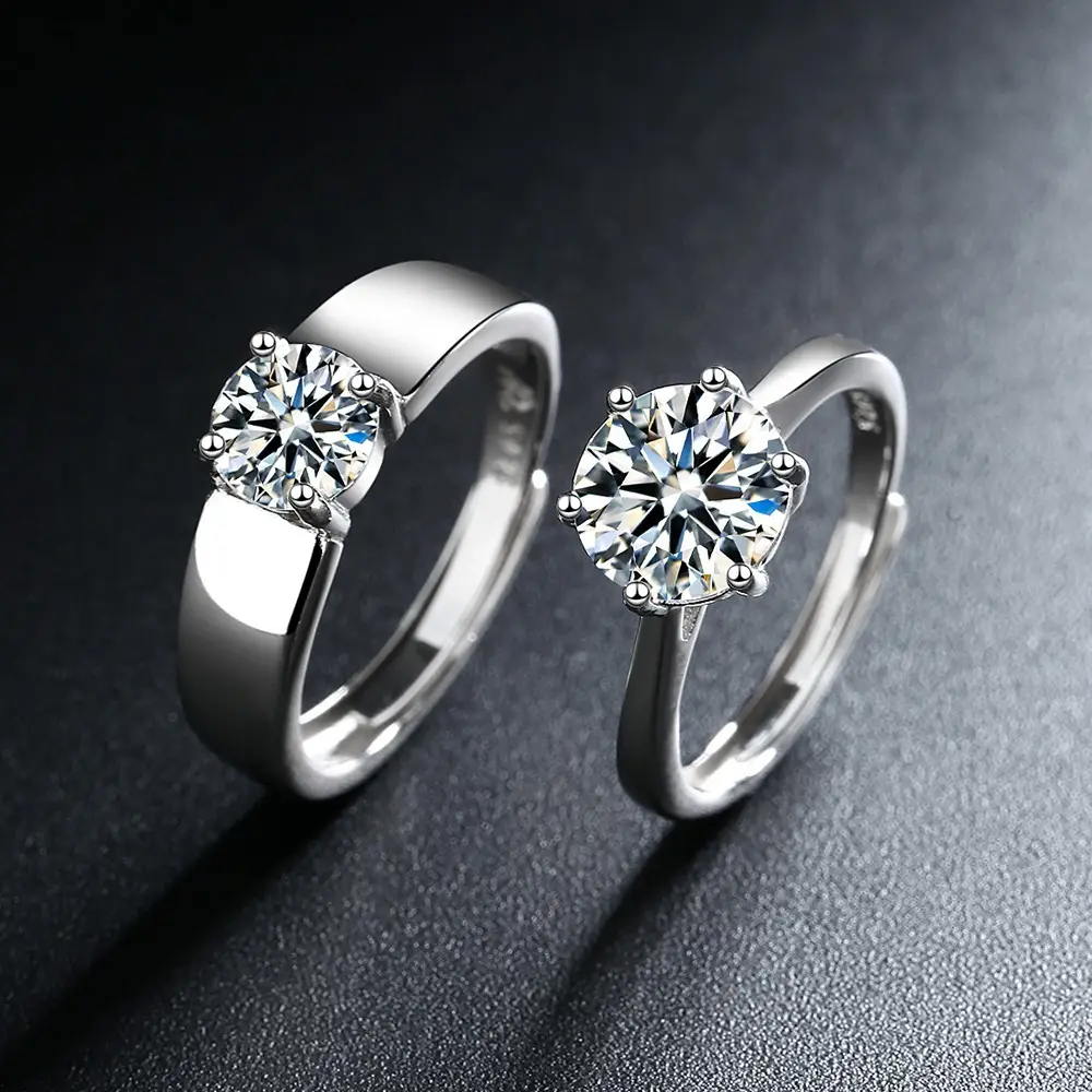 Korean Style Zircon Open Ring Couple Set