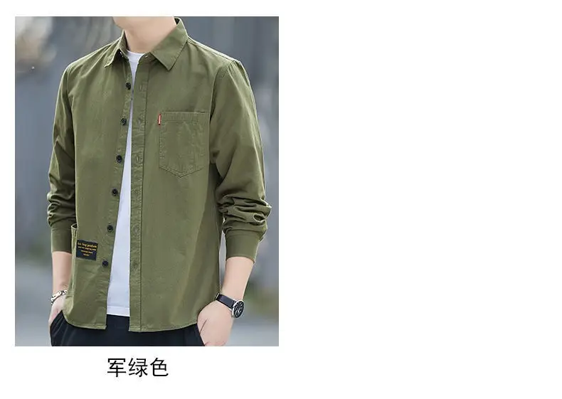Men Cotton Long Sleeve Casual Shirt Spring Autumn Coat — feature 10