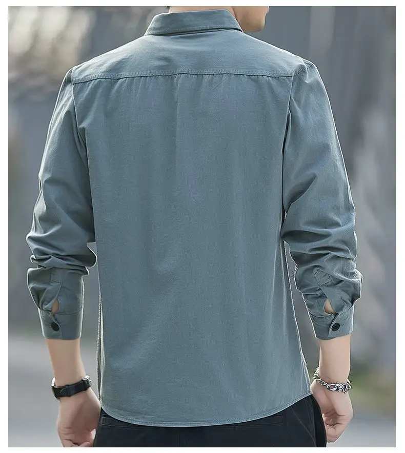 Men Cotton Long Sleeve Casual Shirt Spring Autumn Coat — feature 13
