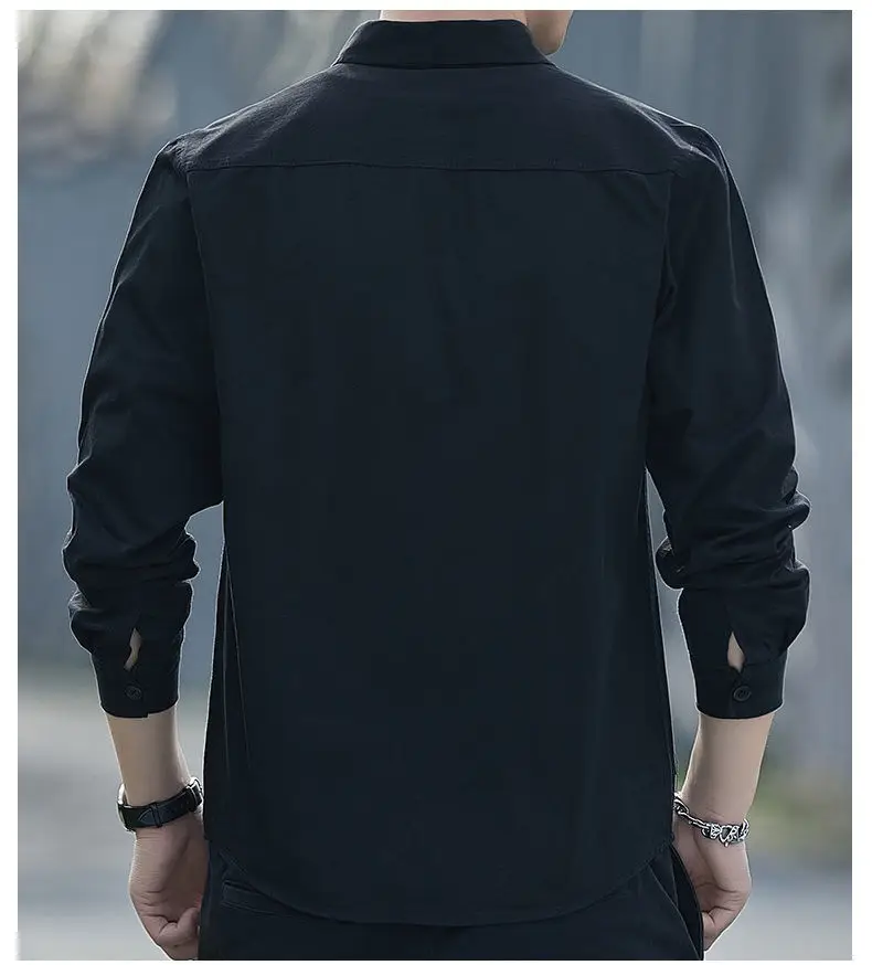 Men Cotton Long Sleeve Casual Shirt Spring Autumn Coat — feature 22
