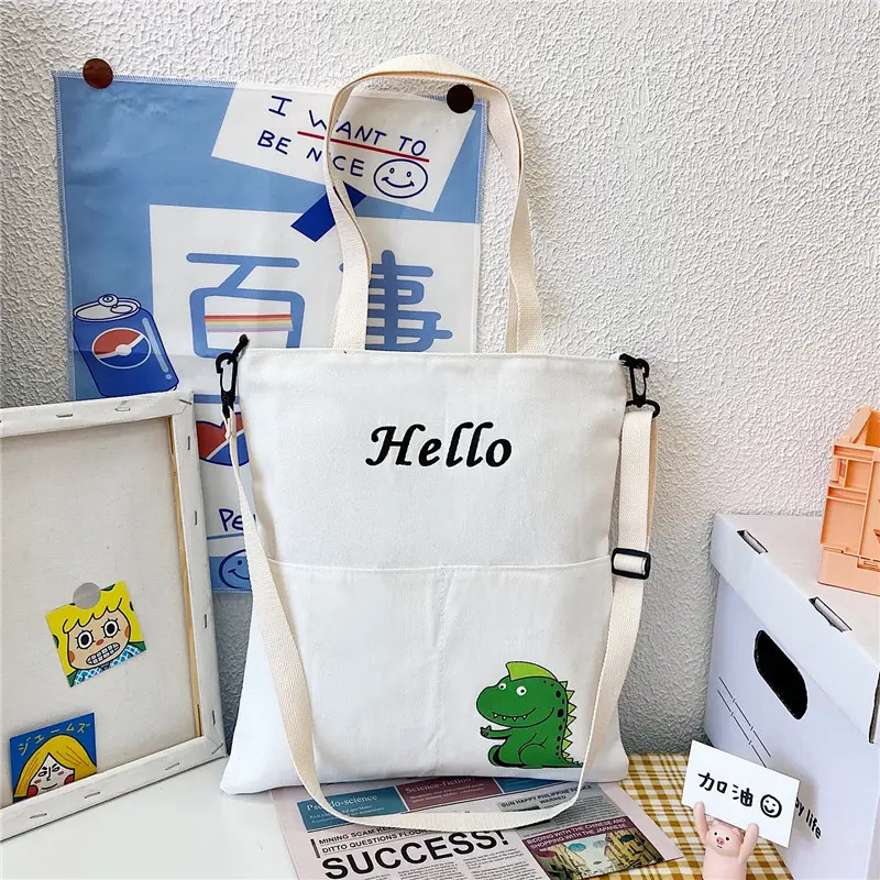 Canvas dual-purpose small dinosaur white