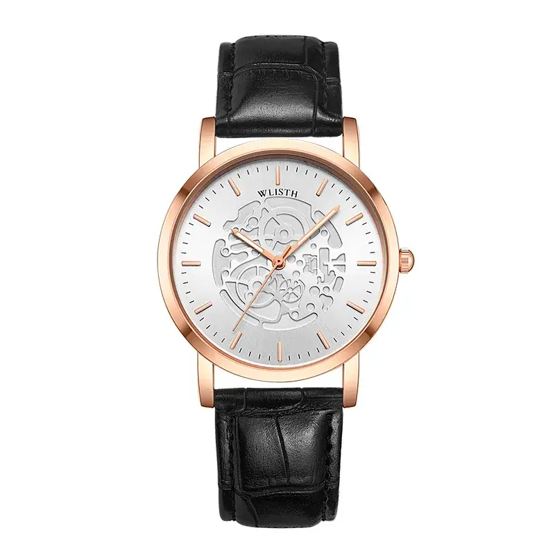 Rose gold shell white face black belt male 1#