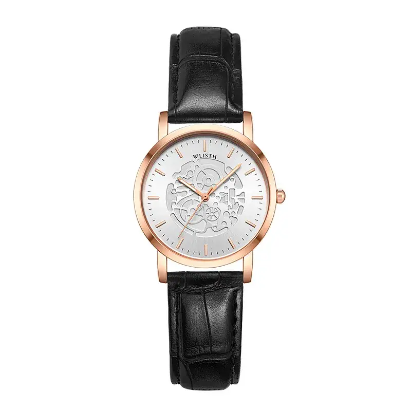 Walis Classic Rose Gold Couple Watch with Skeleton Dial - Image 2