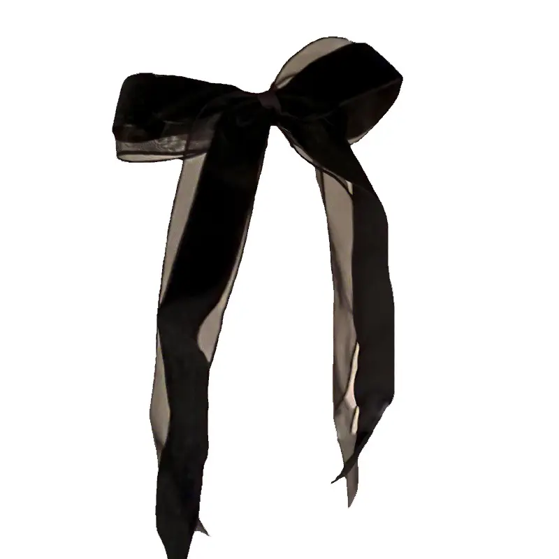 Black Velvet Bow Hairpin for Women - Image 5