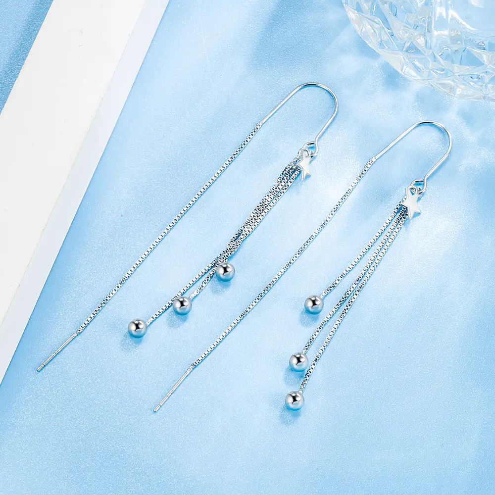 Women Star Earrings with Beads & Ear Hooks - Image 3