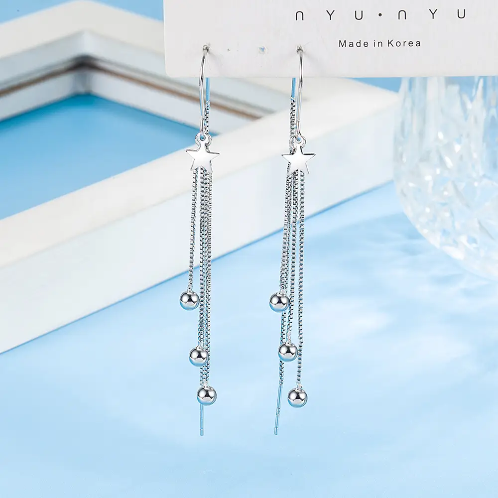 Women Star Earrings with Beads & Ear Hooks - Image 4