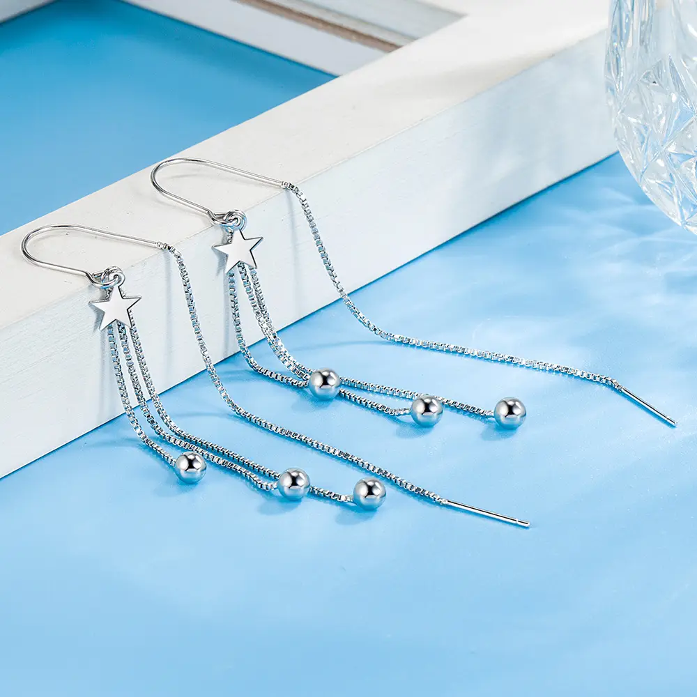 Women Star Earrings with Beads & Ear Hooks - Image 5