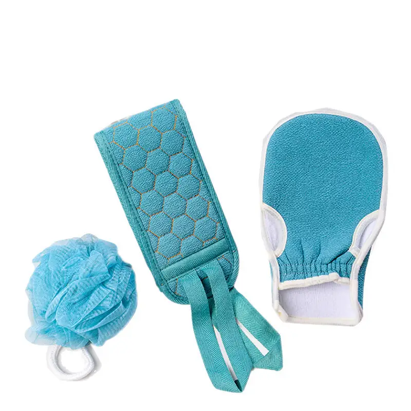 Three-Piece Bath Set with Bath Towel, Gloves & Scrub - Image 8
