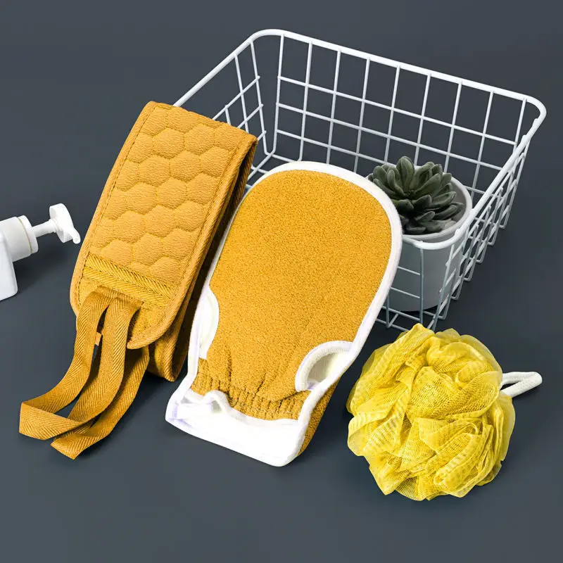 Three-Piece Bath Set with Bath Towel, Gloves & Scrub - Image 2
