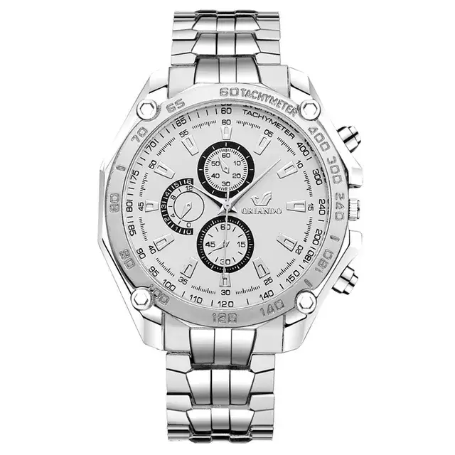 Luxury Men's Silver Watch 22cm Military Style Quartz - Image 2
