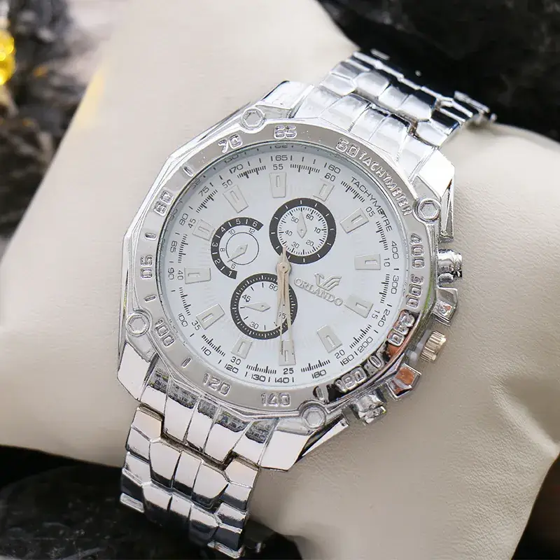 Luxury Men's Silver Watch 22cm Military Style Quartz - Image 5