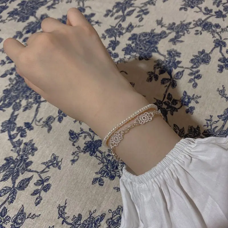 Silver Hollow Lace Sweet Fairy Bracelet for Women - Image 4