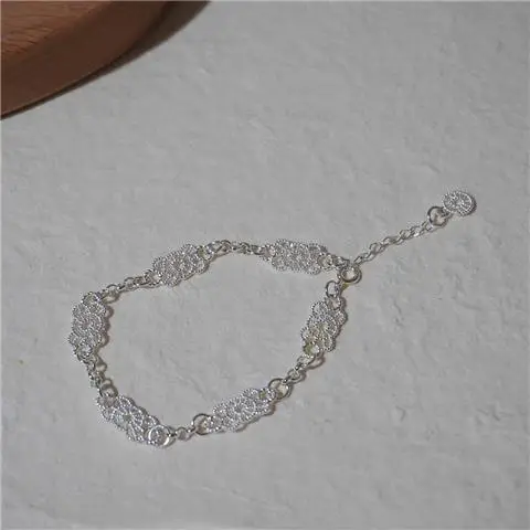 Silver Hollow Lace Sweet Fairy Bracelet for Women - Image 5