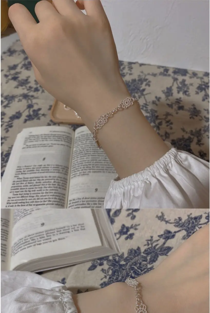 Silver Hollow Lace Sweet Fairy Bracelet for Women — feature 6
