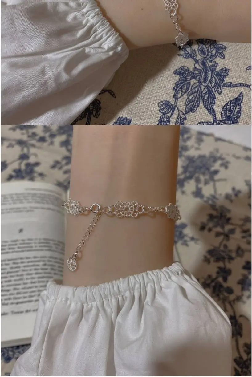 Silver Hollow Lace Sweet Fairy Bracelet for Women — feature 7