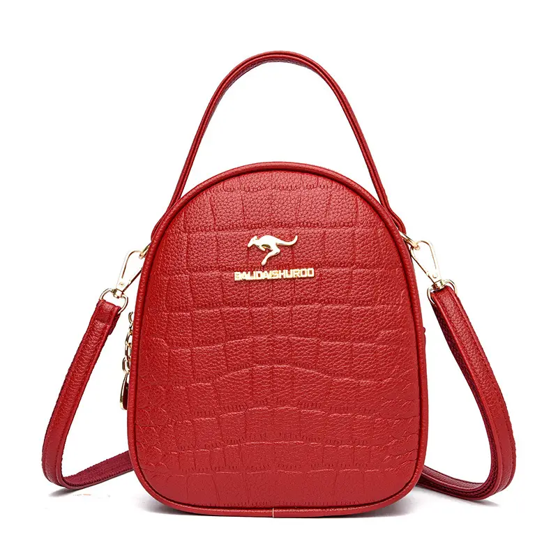 Women's Blue Croc Leather Shoulder Messenger Bag - Image 2