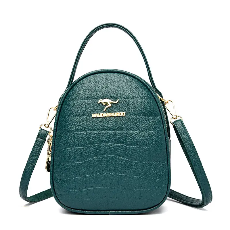 Women's Blue Croc Leather Shoulder Messenger Bag - Image 5