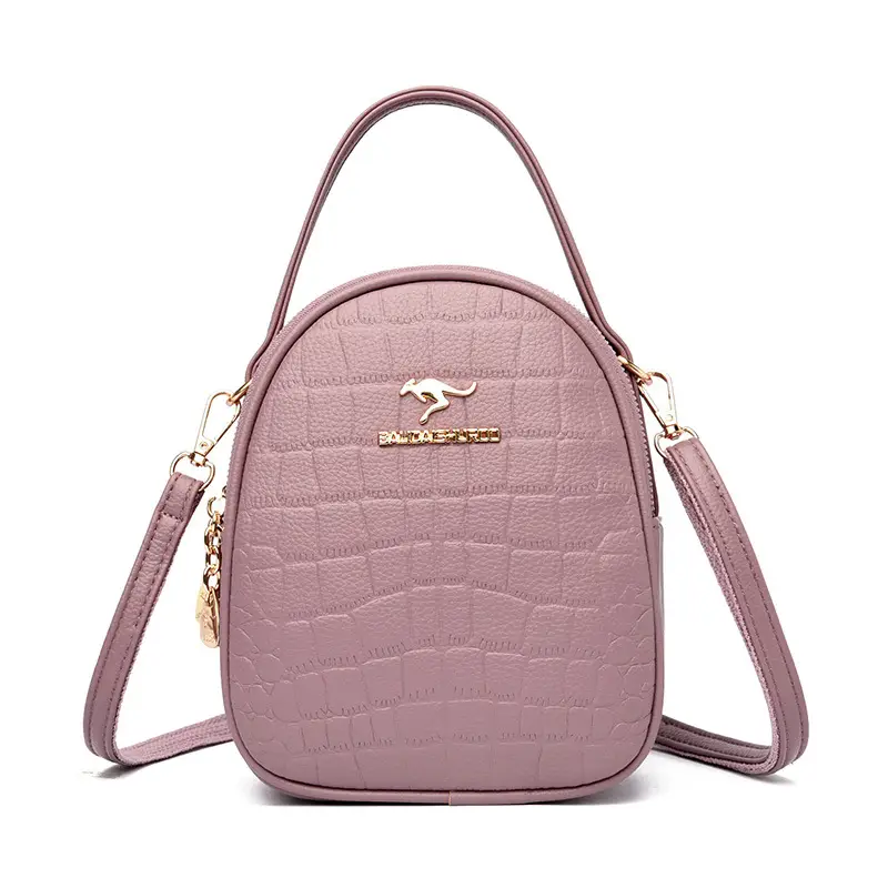 Women's Blue Croc Leather Shoulder Messenger Bag - Image 6