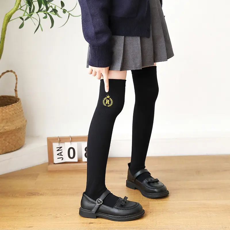 Black R Logo Kids Over-the-Knee Socks - Image 6