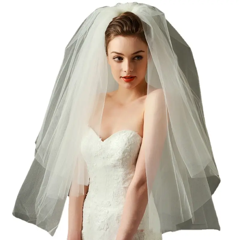 Korean Style Wedding Veil with Double Layer Belt Hair Combing - Image 5