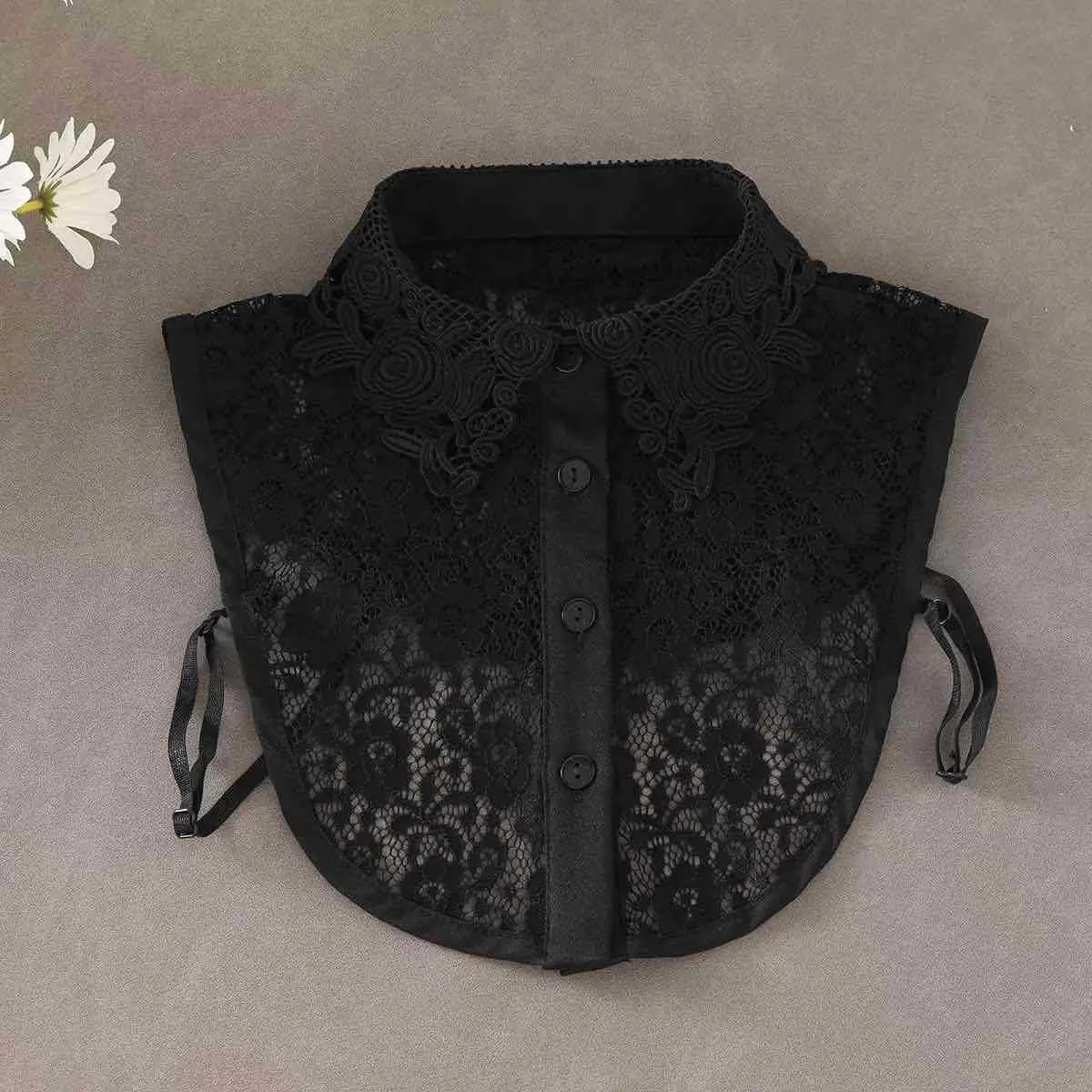 White Lace Lapel Sweater for Girls Large - Image 5