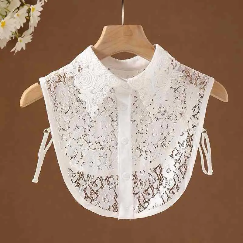 White Lace Lapel Sweater for Girls Large - Image 6