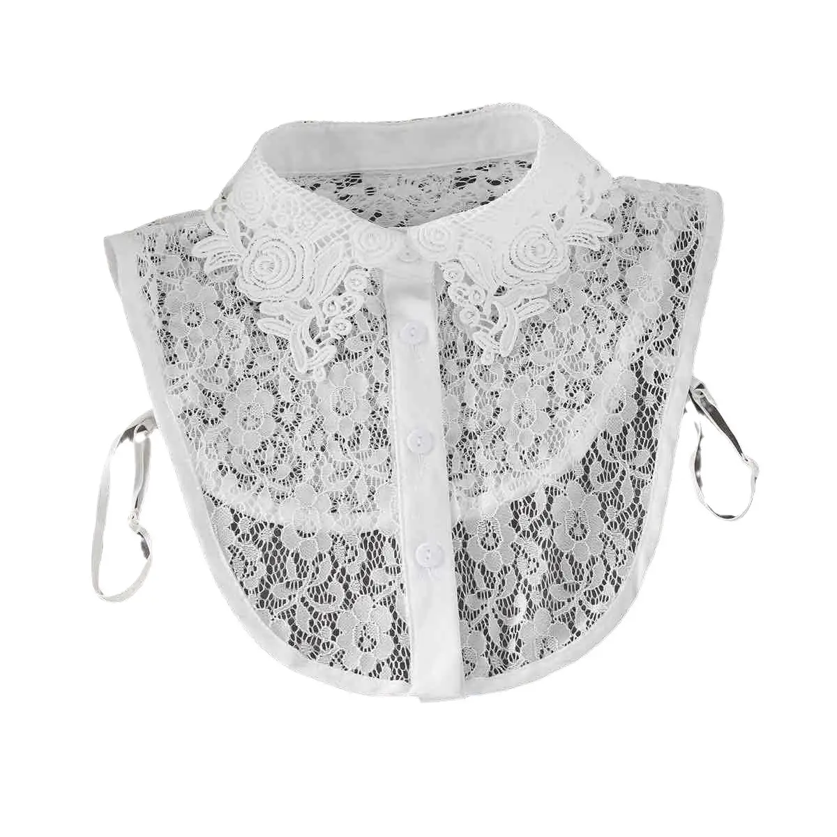 White Lace Lapel Sweater for Girls Large - Image 7