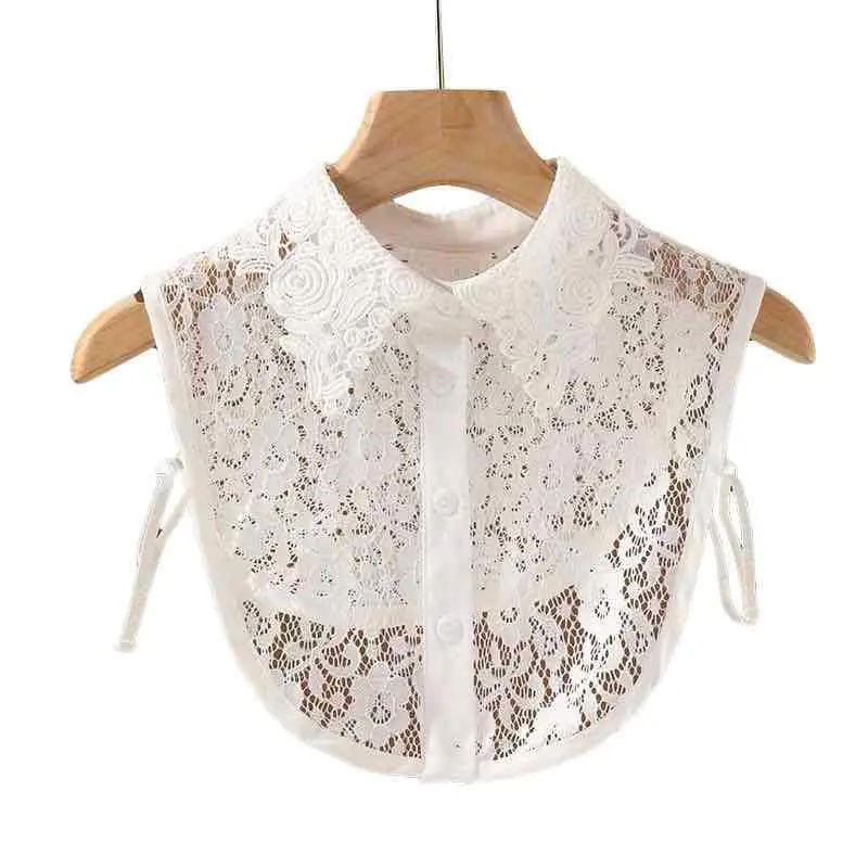 White Lace Lapel Sweater for Girls Large — feature 10