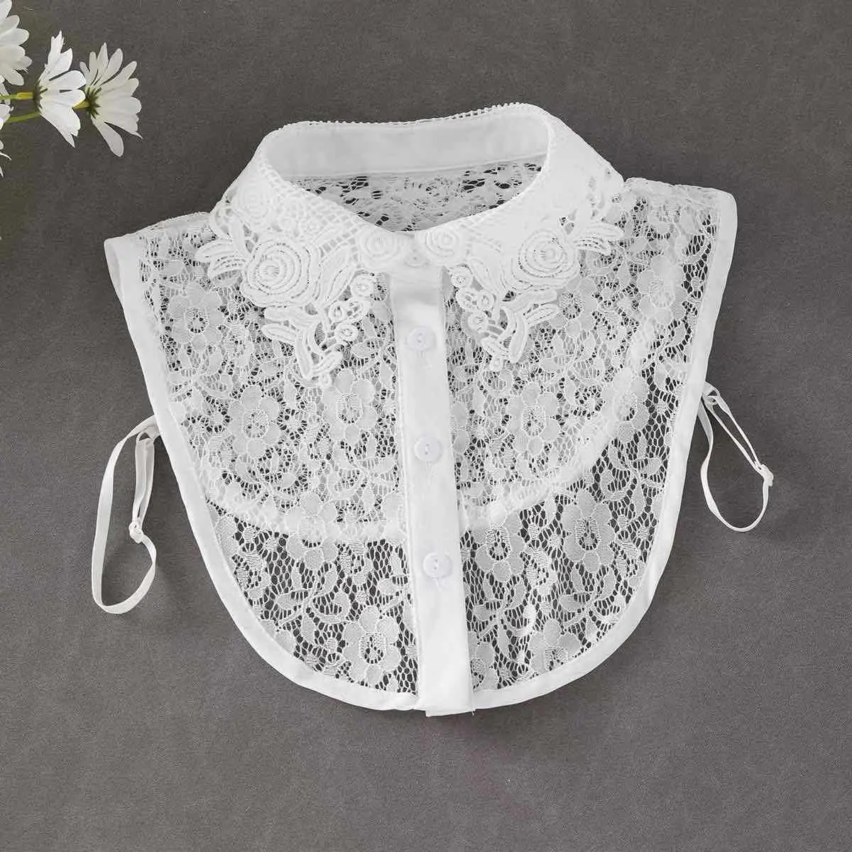 White Lace Lapel Sweater for Girls Large — feature 5