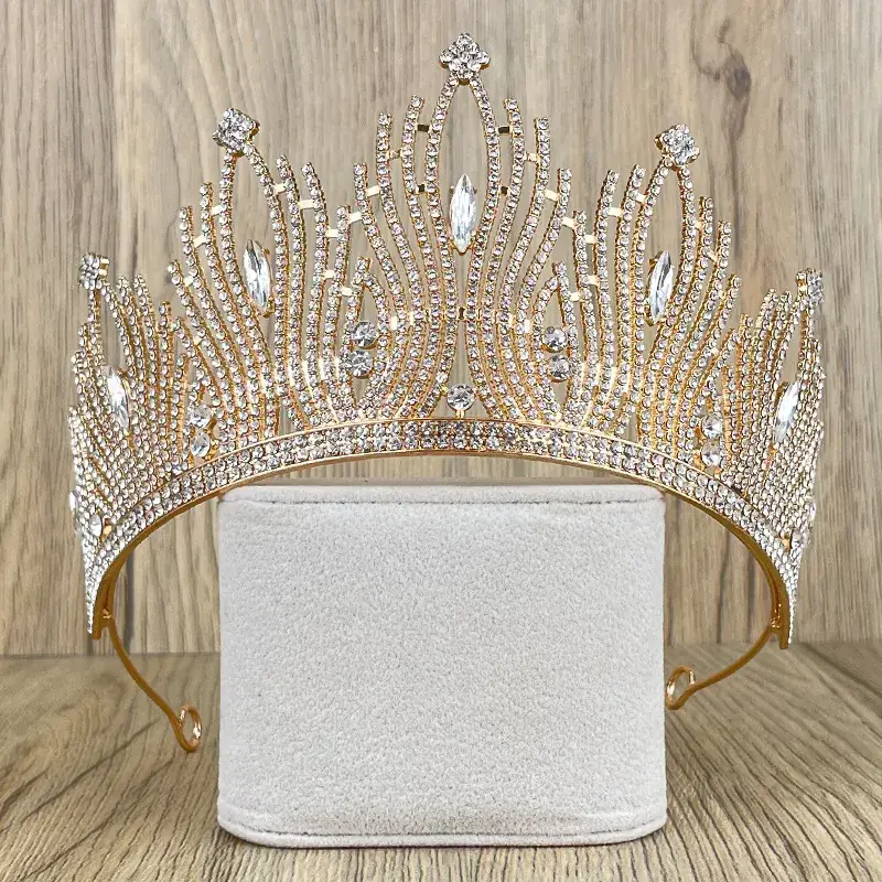 Gold Rhinestone Bridal Crown for Women
