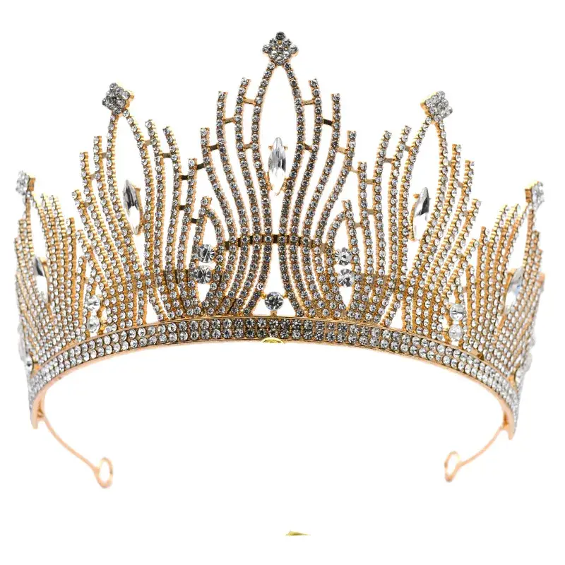 Gold Rhinestone Bridal Crown for Women
