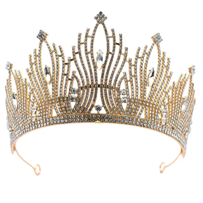 Gold Rhinestone Bridal Crown for Women