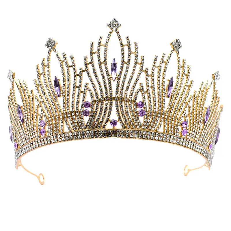 Gold Rhinestone Bridal Crown for Women