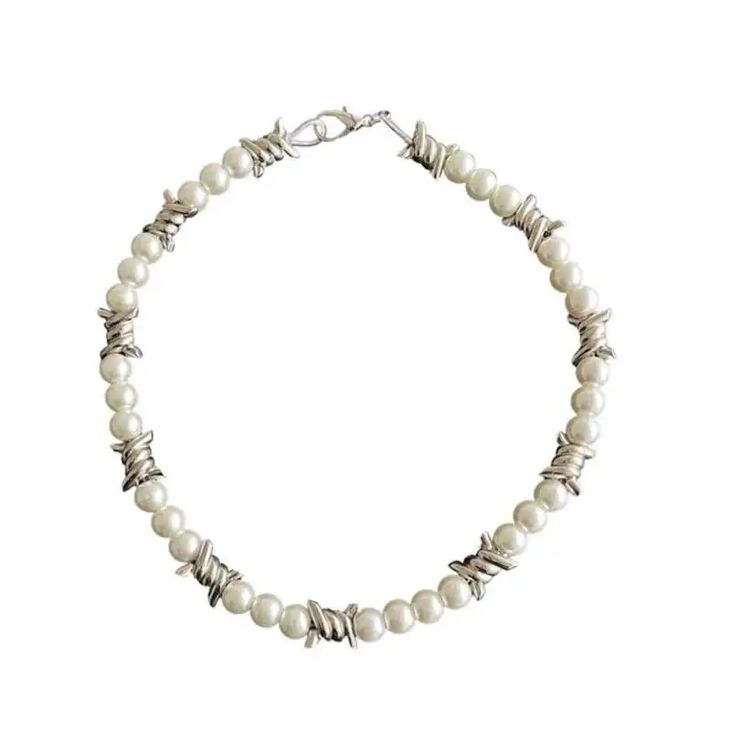 Thorns Spliced Pearl European Hip Hop Necklace