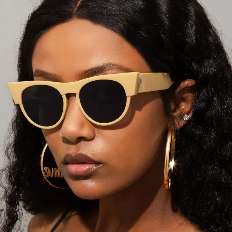 Women's Round Cat's Eye Sunglasses Gold Frame All-Match - Image 6