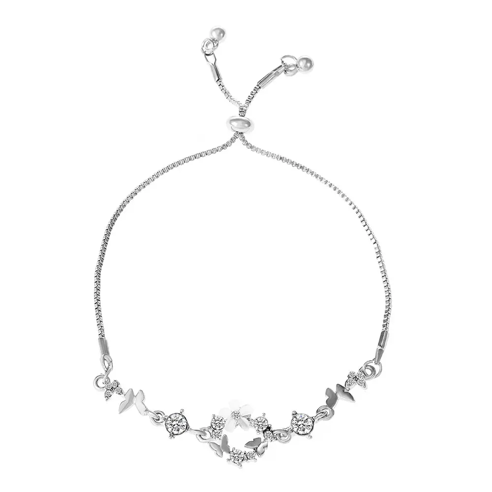 New Alloy Flower Pull Bracelet Women's Light Luxury Niche High-End Diamond Butterfly - Image 6