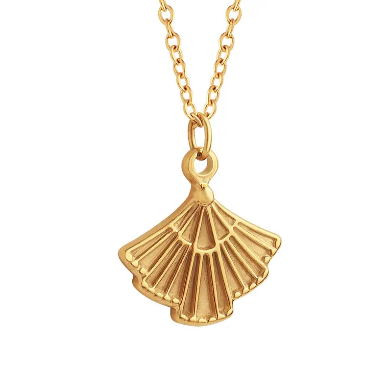 Gold Plated Fan Pendant Necklace for Women - Image 7