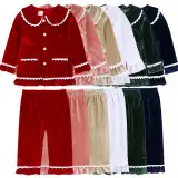 Red Cotton Long-Sleeved Pajamas for Kids — feature 31
