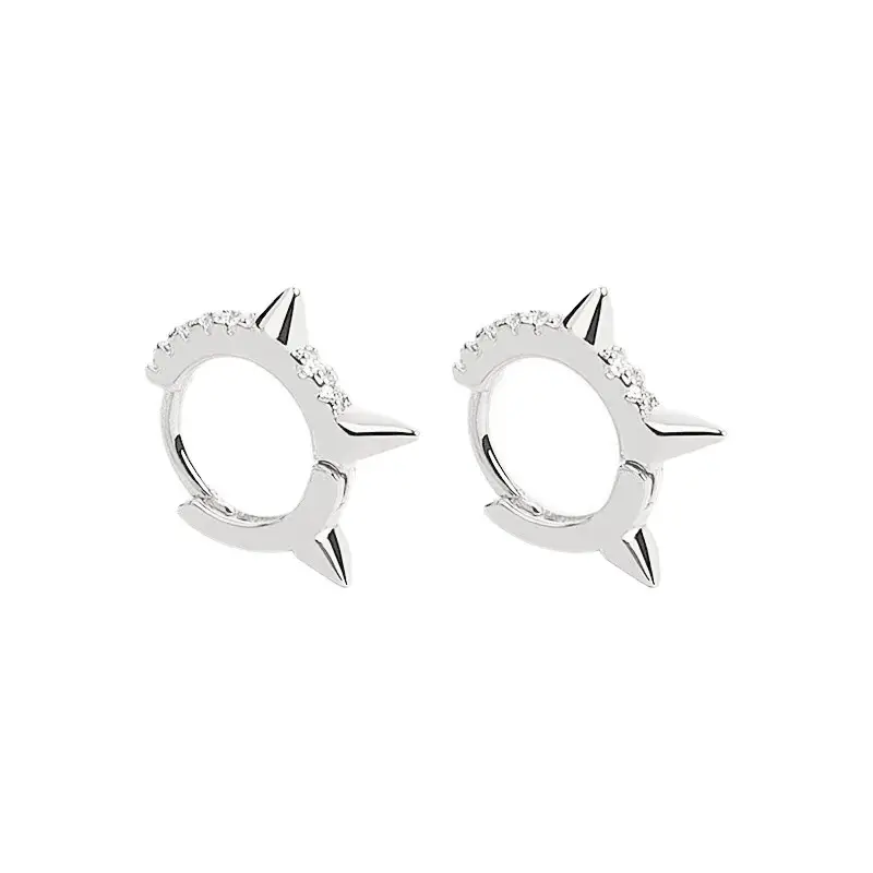 S925 Sterling Silver Geometric Diamond Earrings - Image 7