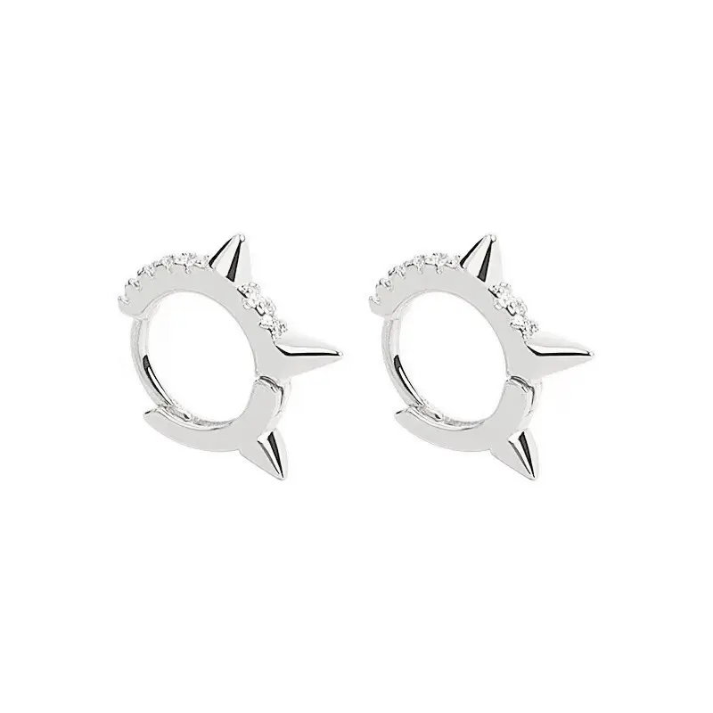 S925 Sterling Silver Geometric Diamond Earrings - Image 2