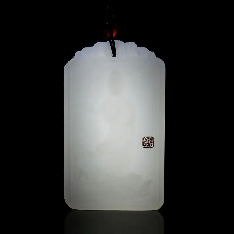 White Jade Guanyin Pendant for Men Afghanistan - Image 5
